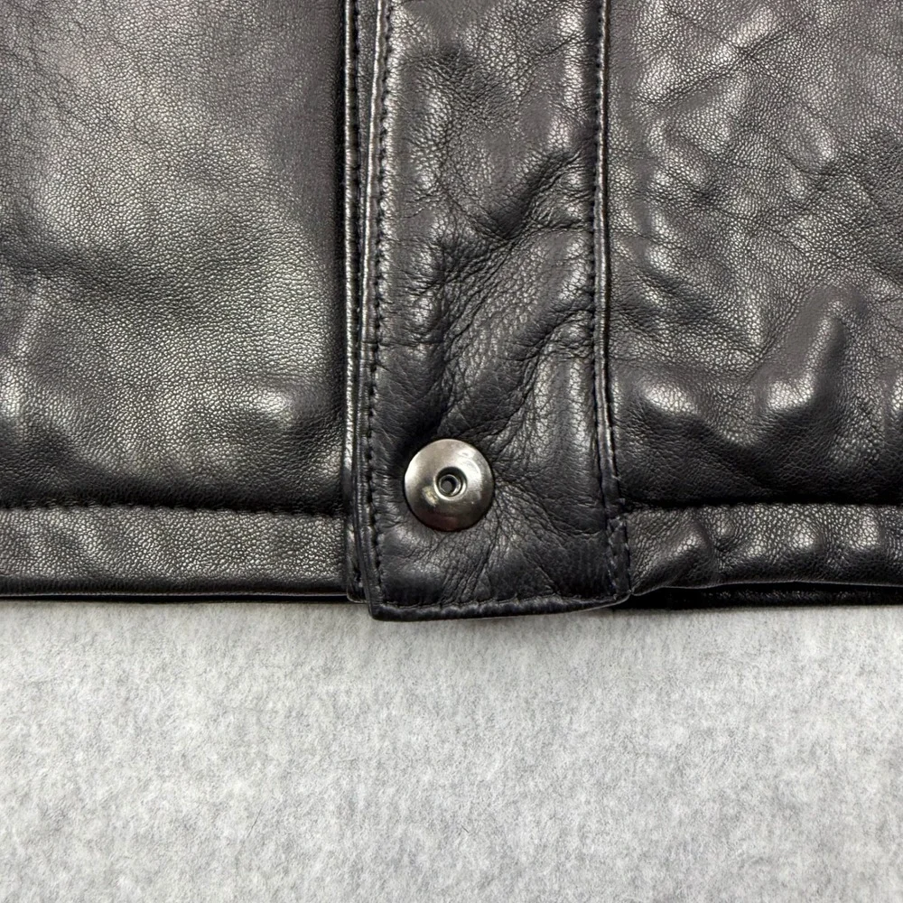 Vintage Remy Leather Jacket Men 46 Black Soft Lambskin Leather Full Zip USA